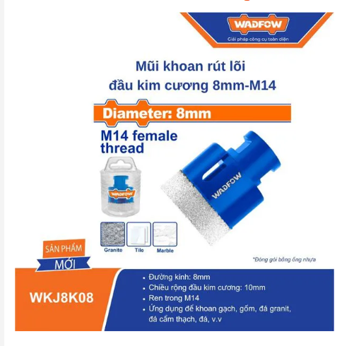 MŨI KHOAN RÚT LÕI ĐẦU KIM CƯƠNG 8MM-M14 WADFOW WKJ8K08