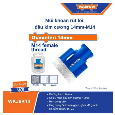 MŨI KHOAN RÚT LÕI ĐẦU KIM CƯƠNG 14MM-M14 WADFOW WKJ8K14