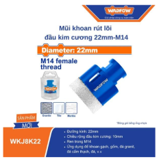 MŨI KHOAN RÚT LÕI ĐẦU KIM CƯƠNG 22MM-M14 WADFOW WKJ8K22