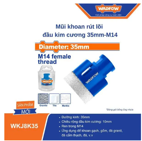 MŨI KHOAN RÚT LÕI ĐẦU KIM CƯƠNG 35MM-M14 WADFOW WKJ8K35
