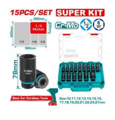 BỘ 15 ĐẦU TUÝP LỤC GIÁC SÂU 1/2 INCH DR TOTAL THKISD12158L