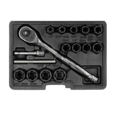 BỘ DỤNG CỤ THÁO BU LÔNG VÀ ĐAI ỐC HỎNG 3/8 INCH 16 MÓN YATO YT-05897