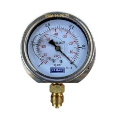  ĐỒNG HỒ ĐO ÁP SUẤT ÂM MẶT 75MM -76-0CMHG VỎ INOX CHÂN ĐỒNG REN ĐỨNG 17MM