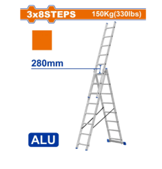 THANG XẾP NHÔM KÉO DÀI 3 ĐOẠN 3X8 WADFOW WLD6H38