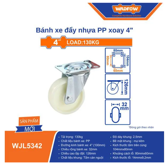 BÁNH XE ĐẨY NHỰA PP XOAY 4