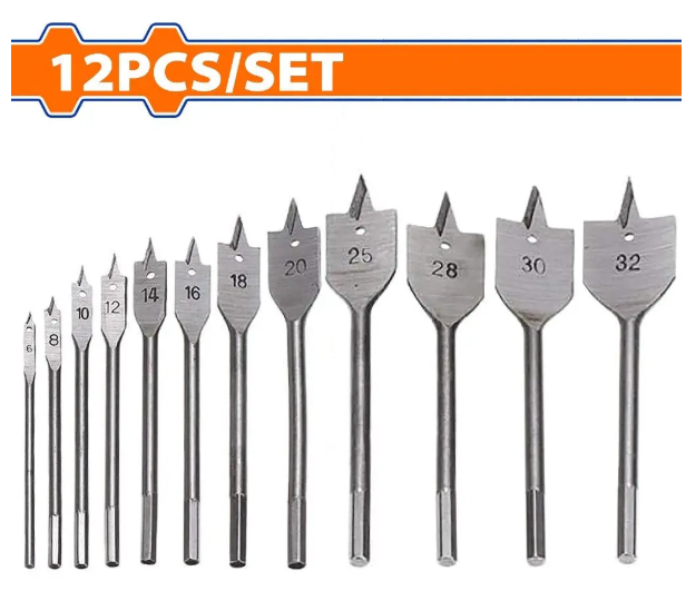 BỘ 12 MŨI KHOAN GỖ ĐUÔI DẸP WADFOW WWF6512